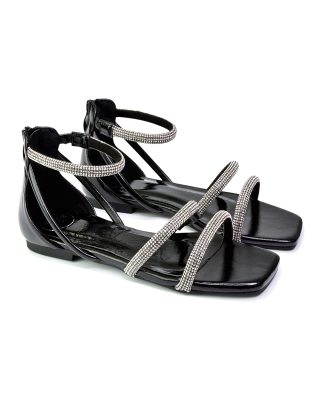 black diamante sandals