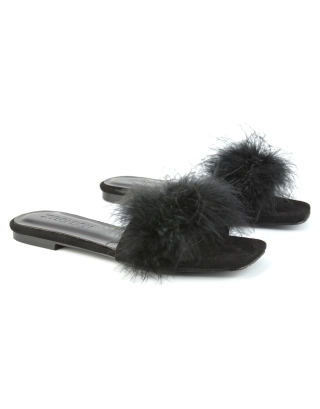 Black Fluffy Sliders