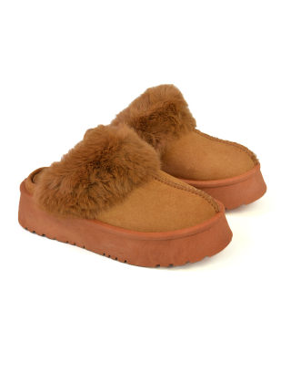 camel platform slippers