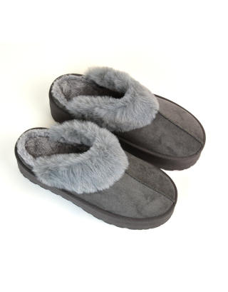 grey flatform slippers