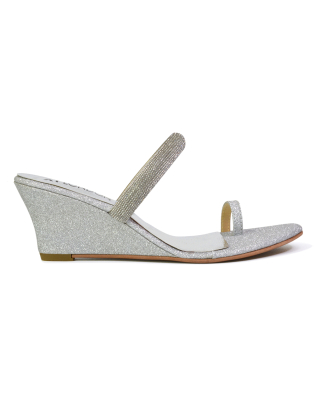 silver wedge sandal heels