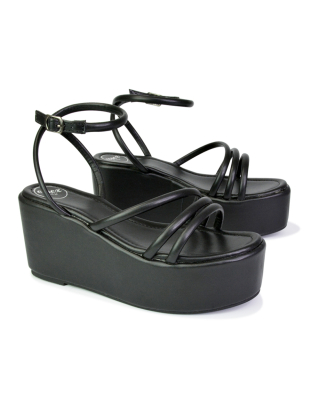 black sandal wedge heels
