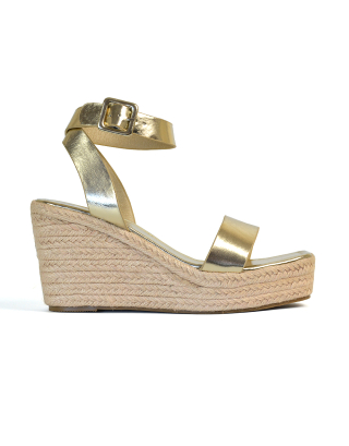 gold sandal wedge heels