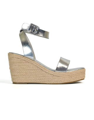 silver wedge sandals
