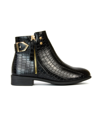 black zip up ankle boots