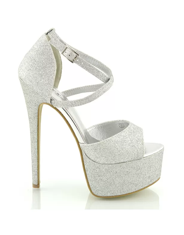 Silver Glitter Prom Heels