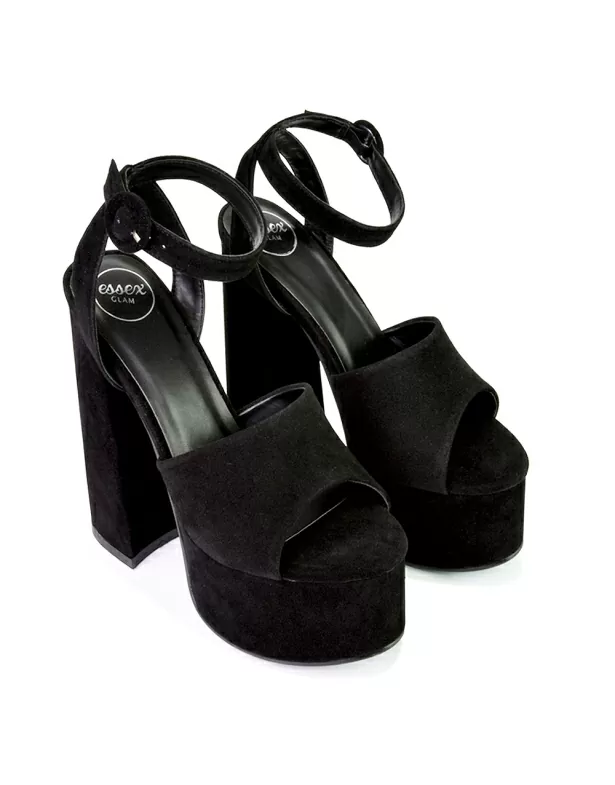 Watson Black Suede Platform Heel Sandal-tmf.edu.vn