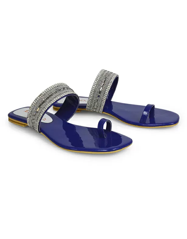 Fanhong Sandals for Women, Flip Flops for Women, Womens Summer Shoes,  Slippers, Criss-Cross Open Toe Wide Elastic Strap Thong Sandals Flat Sandals,  Navy Blue, US-10 | Walmart Canada