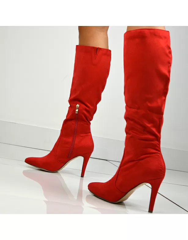 Boots Over The Knee Faux Suede Stiletto High Heel Womens Boots UK