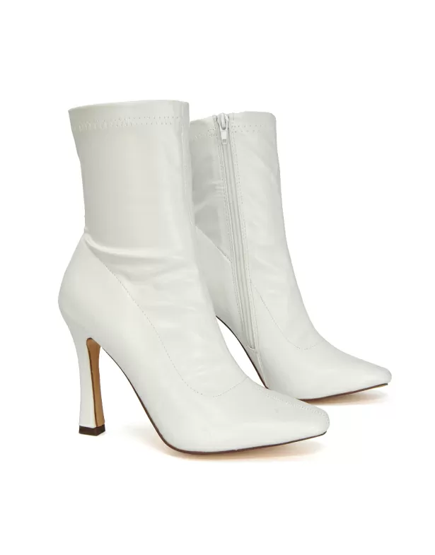 White Boots, White Ankle Boots, White Heeled Boots