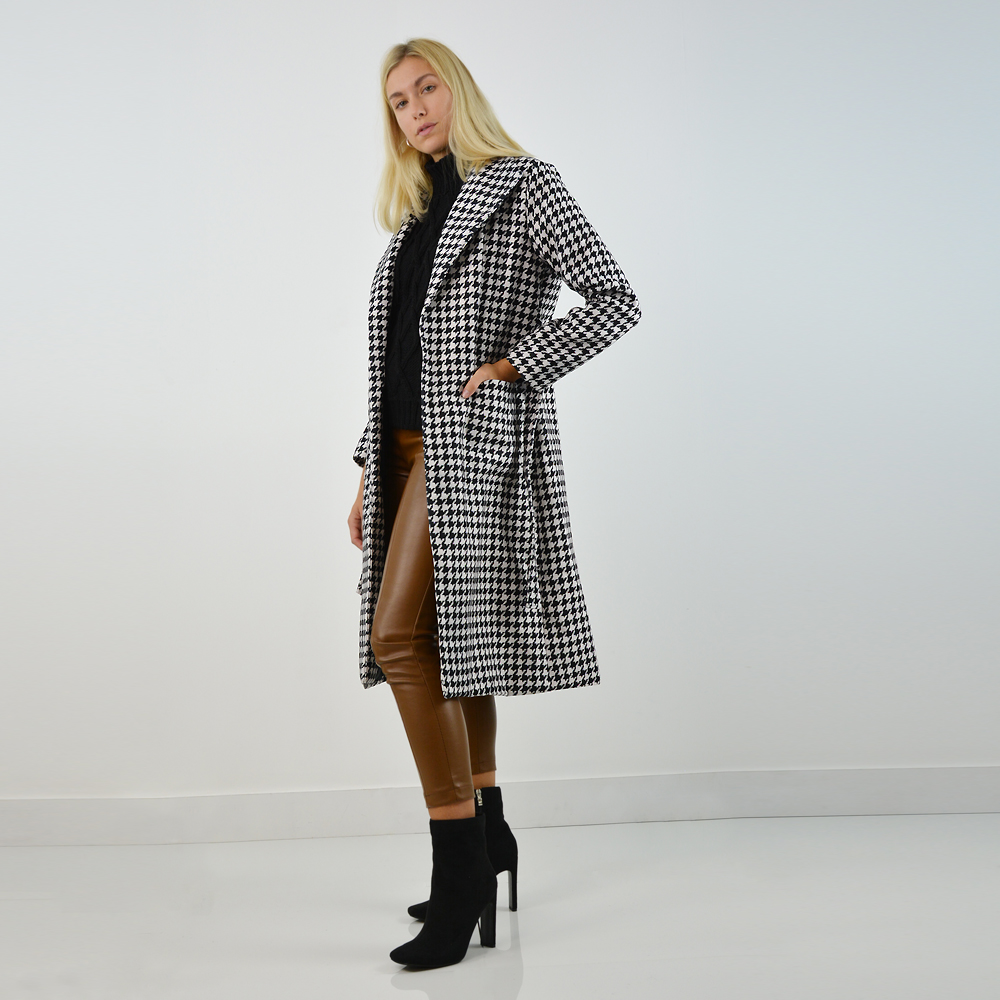 XY London Dog tooth Checked Trench Coat