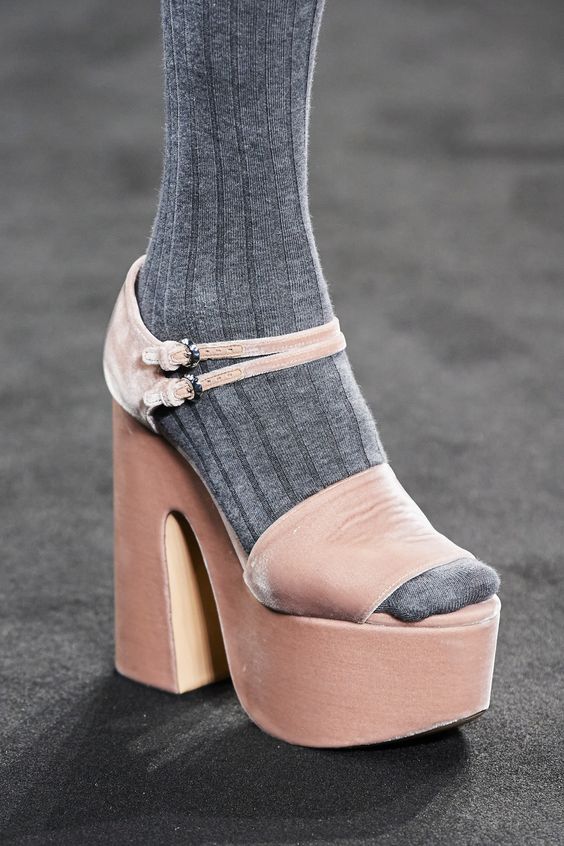 Rochas chunky platform heels at PFW