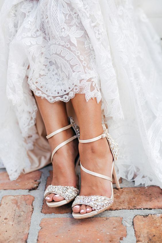 Strappy Peep Toe Bridal Shoes
