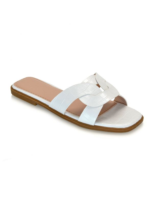 XY London Jessie Slip On Sandals in white colour