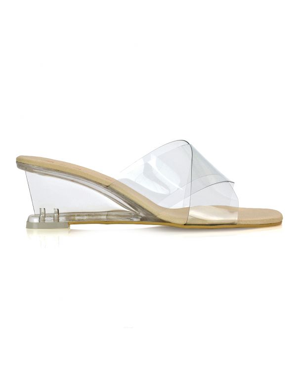 clear mule heeled shoes