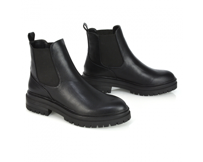XY London Ailie Chunky Chelsea Boots in Black Synthetic Leather