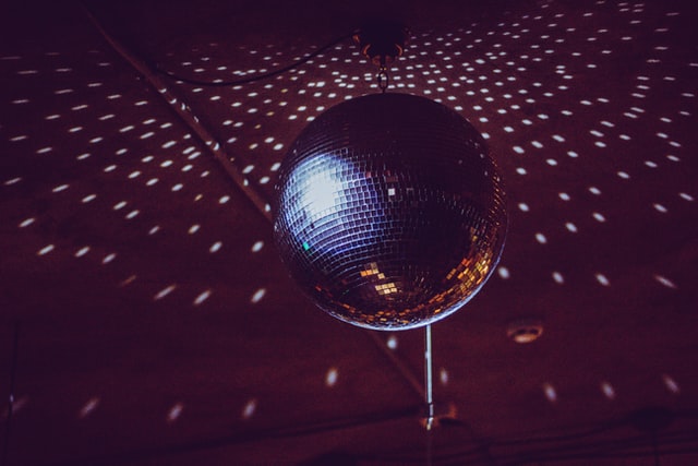 Disco ball shining at a party