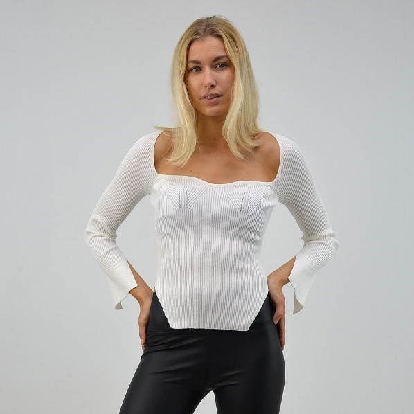 XY London Beau Knitted Top in White