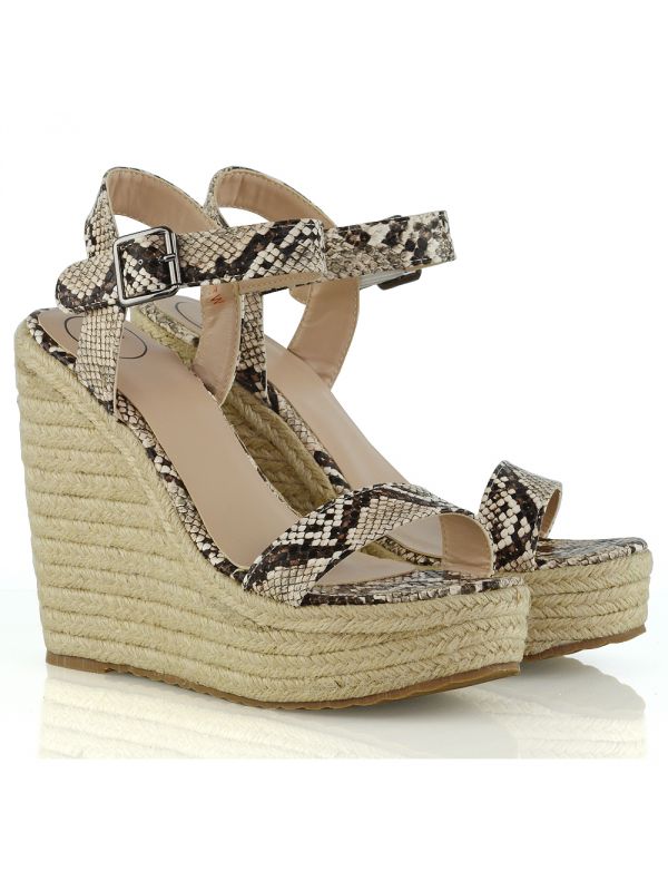  Strappy Wedges In Snake Pattern
