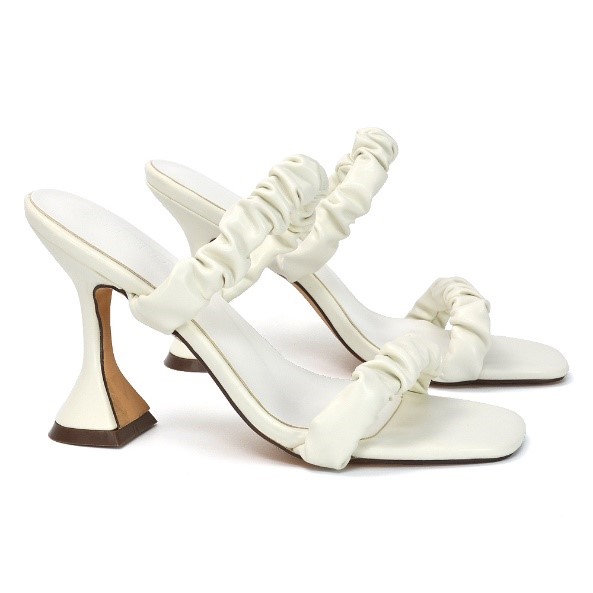 XY London Daphne Slip on High Heel Sandals in White