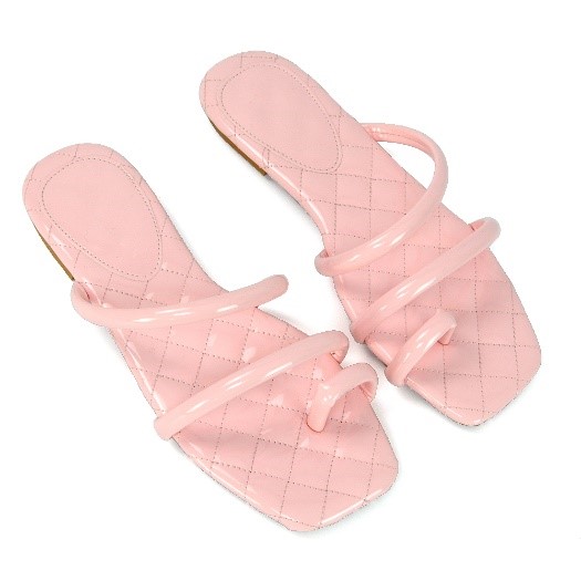 XY London Dionne Quilted Insole Toe Ring Sandals in Pink