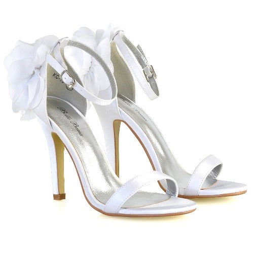XY London Flower High Stiletto Heels in White