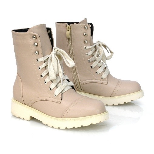 XY London River Synthetic Lace up Combat Boots in Nude