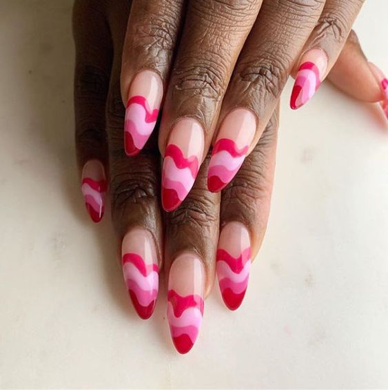 XY London Pink Swirl Valentine’s Day Nails